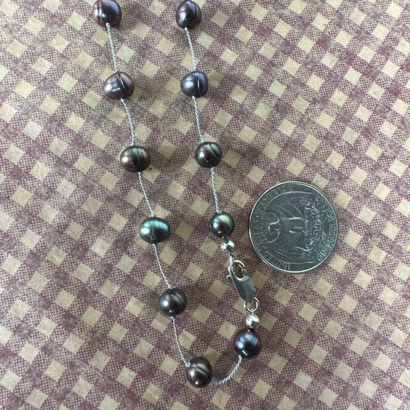 NEW Genuine Pearl Tin Cup Style Necklace with Silver Clasp - Picture 4 of 5